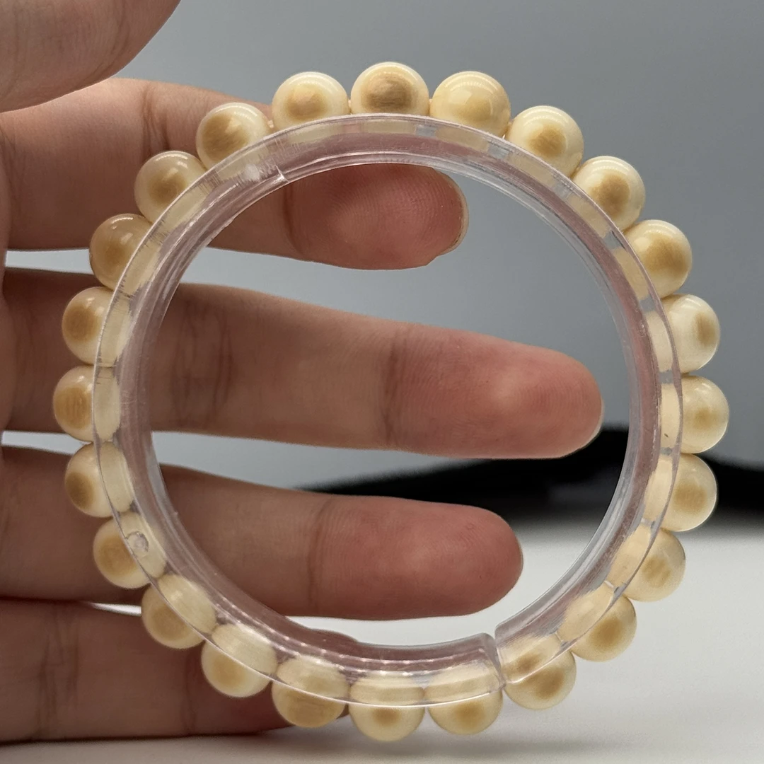 DEZHI/德志带金黄皮圆珠7.7mm10.8g手串天然猛犸牙Y523