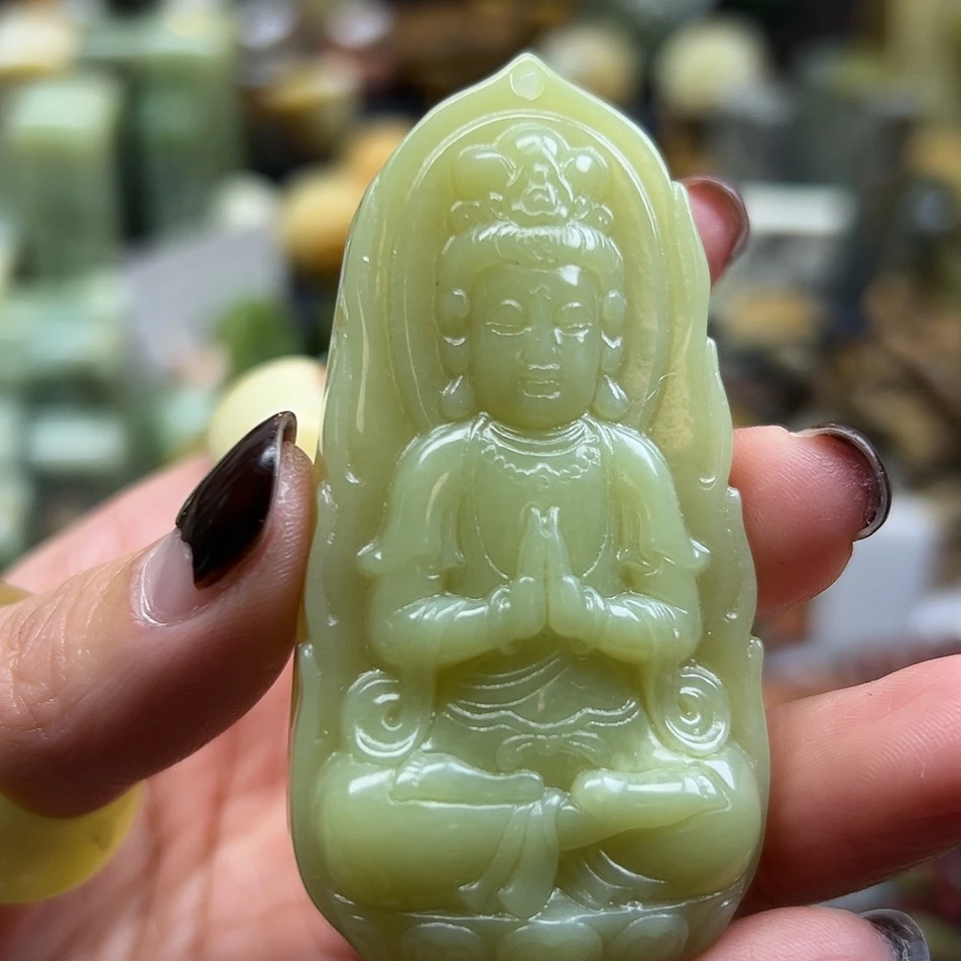 岫玉未镶嵌颈饰辽阳料观音