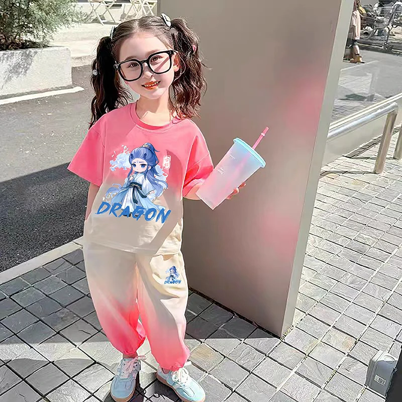 哪吒敖丙短袖女童套装夏季2025新款儿童夏装夏季洋气超萌新品爆款