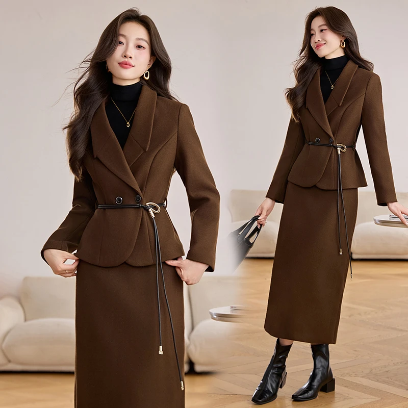 瑞丽风通勤风轻熟风时尚两件套装2025秋冬新款显瘦气质洋气休闲女