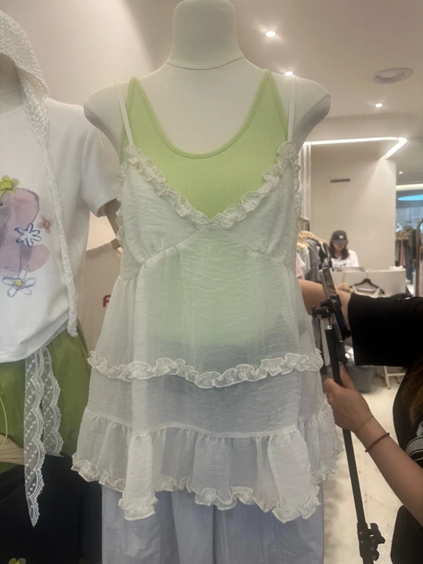大码蕾丝花边吊带背心女秋冬宽松显瘦无袖 No退No换p409