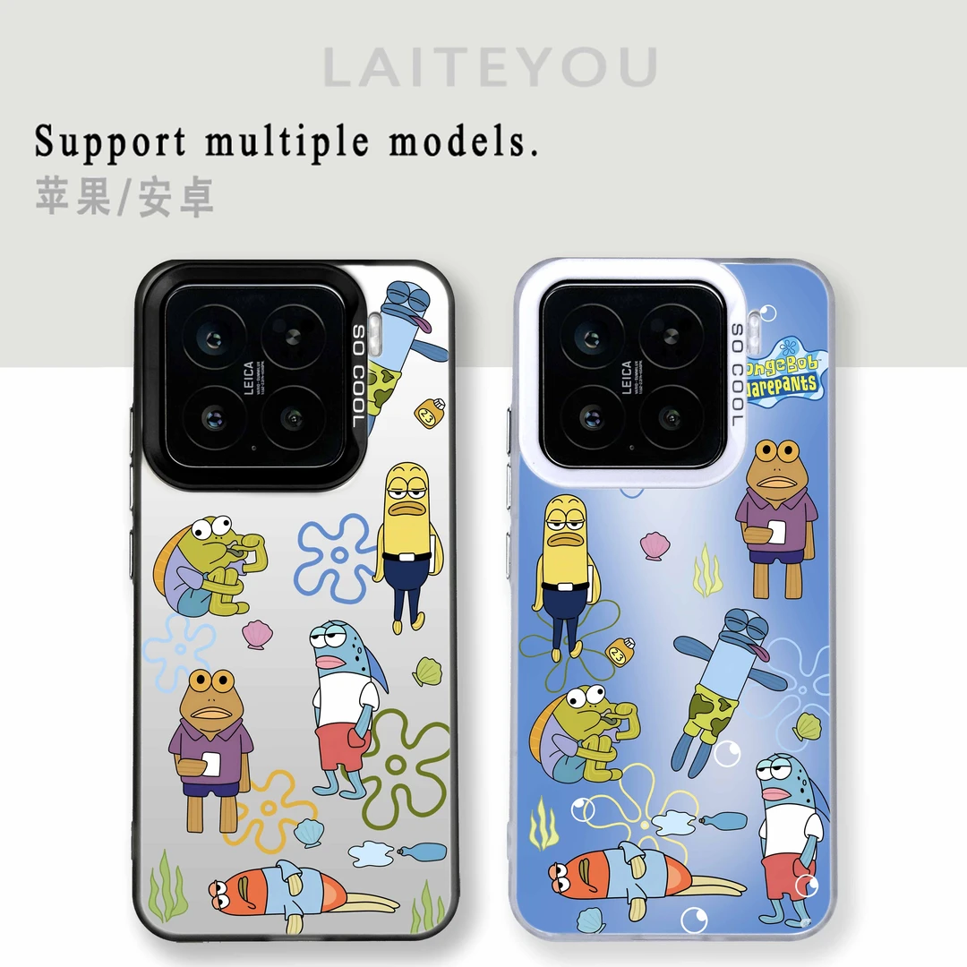 比奇堡适用小米15华为oppo苹果vivo简约个性卡通手机壳超薄防摔