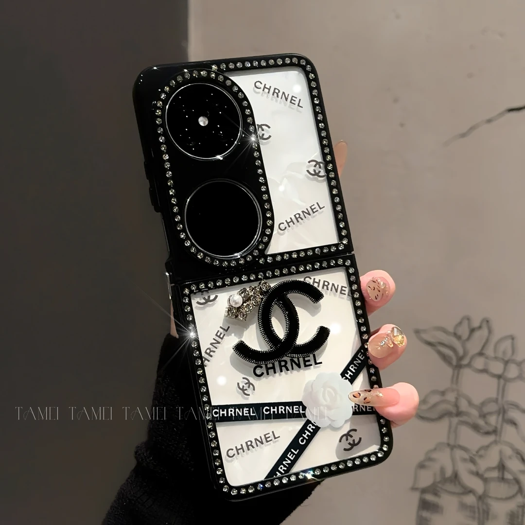 适用华为POCKET2手机壳钻石折叠山茶花支架FINDN3FLIP华为pockets