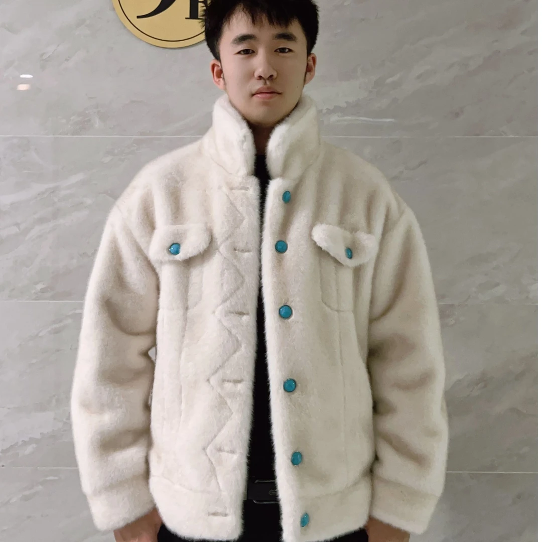 《蛇年“绿松石”》冬季新款保暖时尚高端定制款翻领夹克外套