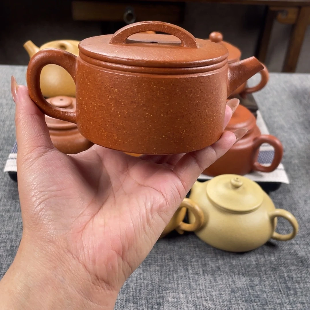 紫砂茶壶红降坡汉瓦全手30目190