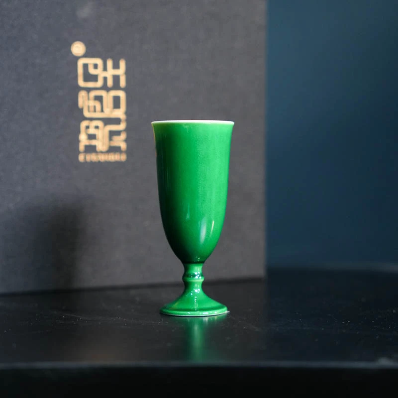 【非遗甄选】瓷唐里-翡翠帝王绿香槟杯（CTL-XT125）