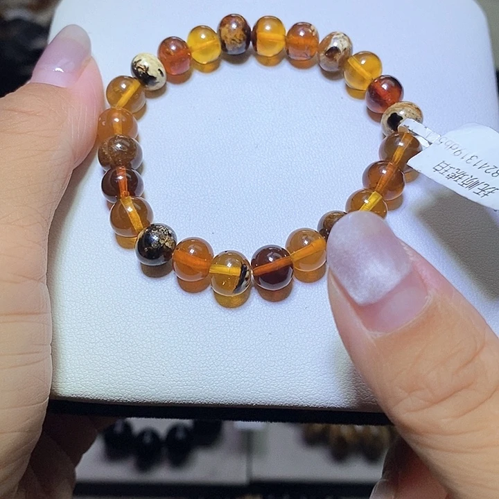 琥珀未镶嵌裸石多宝8m