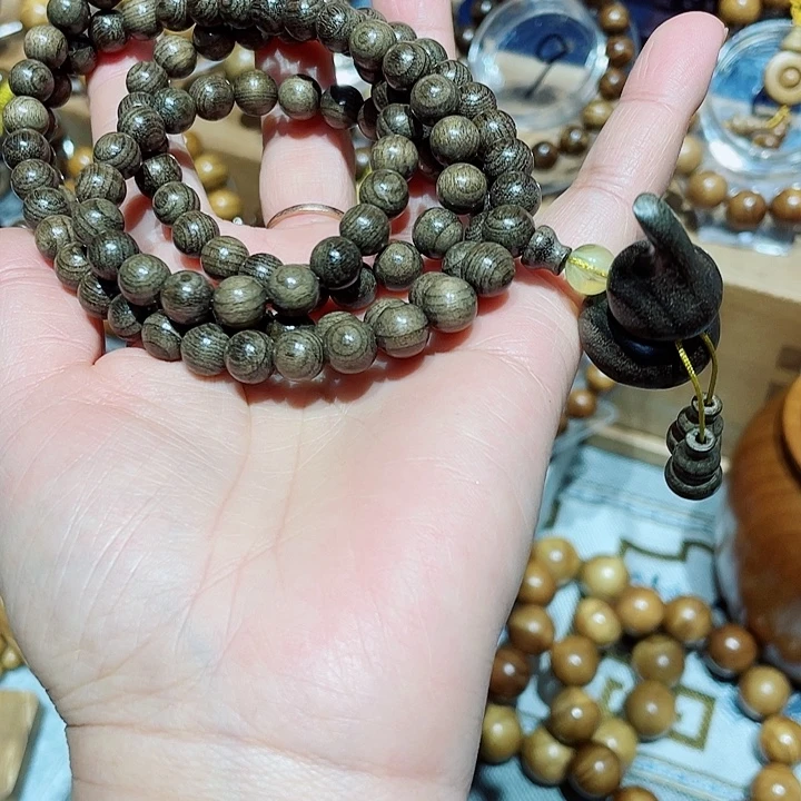金丝楠金丝楠木阴沉绿料0.8葫芦手串