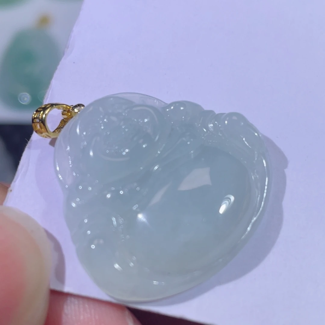 翡翠银S925镶嵌颈饰佛公