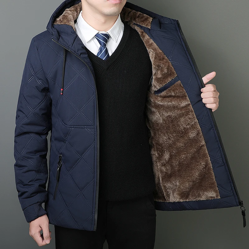 棉衣棉袄加厚男连帽时尚休闲青年男士连帽中长款加绒棉服季外套