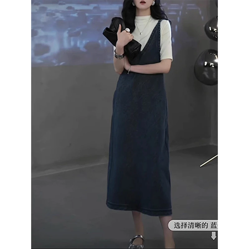 香朵儿休闲简约风背带连衣裙女2025夏季新款洋气复古背心裙子女