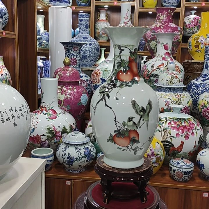 瓷片景德镇陶瓷花鸟瓶