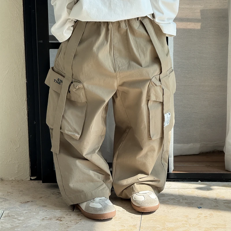 甜妈家童装 春夏新款儿童洋气工装休闲裤男女童大口袋裤子潮