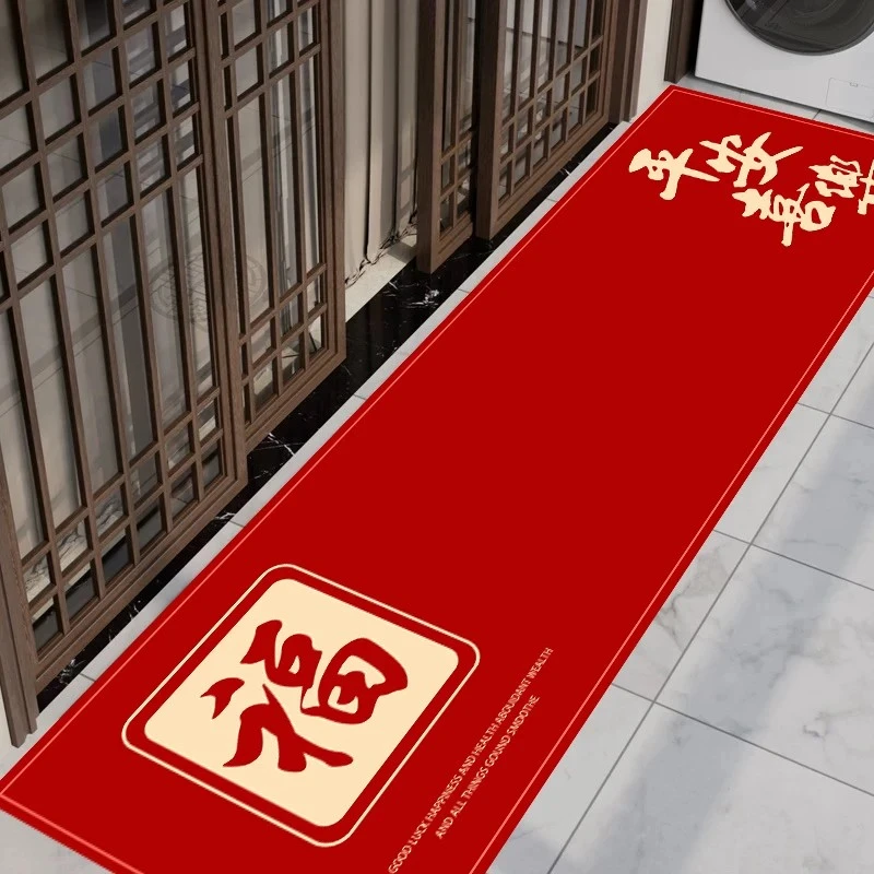 C066【60*200cm】硅藻泥入户门垫喜庆玄关厨房浴室防滑免洗地毯地垫