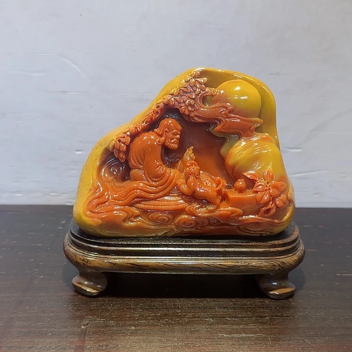 用***杨石材昌天田黄摆件精品