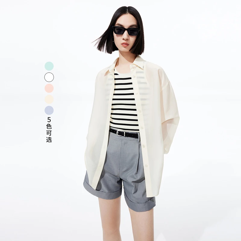 LILY2023夏新款女装衬衫123239C4925