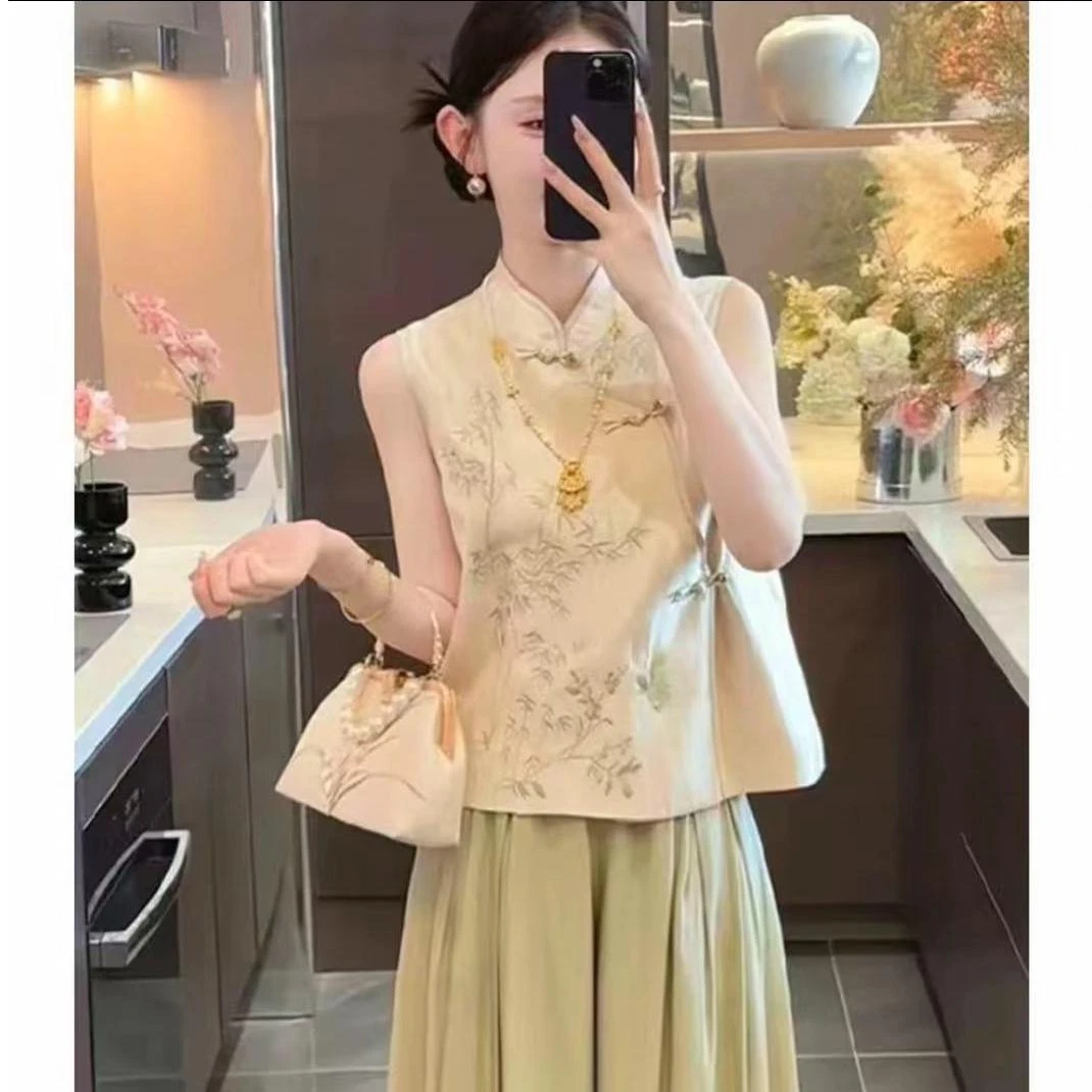 【小青竹】2025夏季显瘦刺绣气质中国风时尚网红提花百搭显瘦上衣女