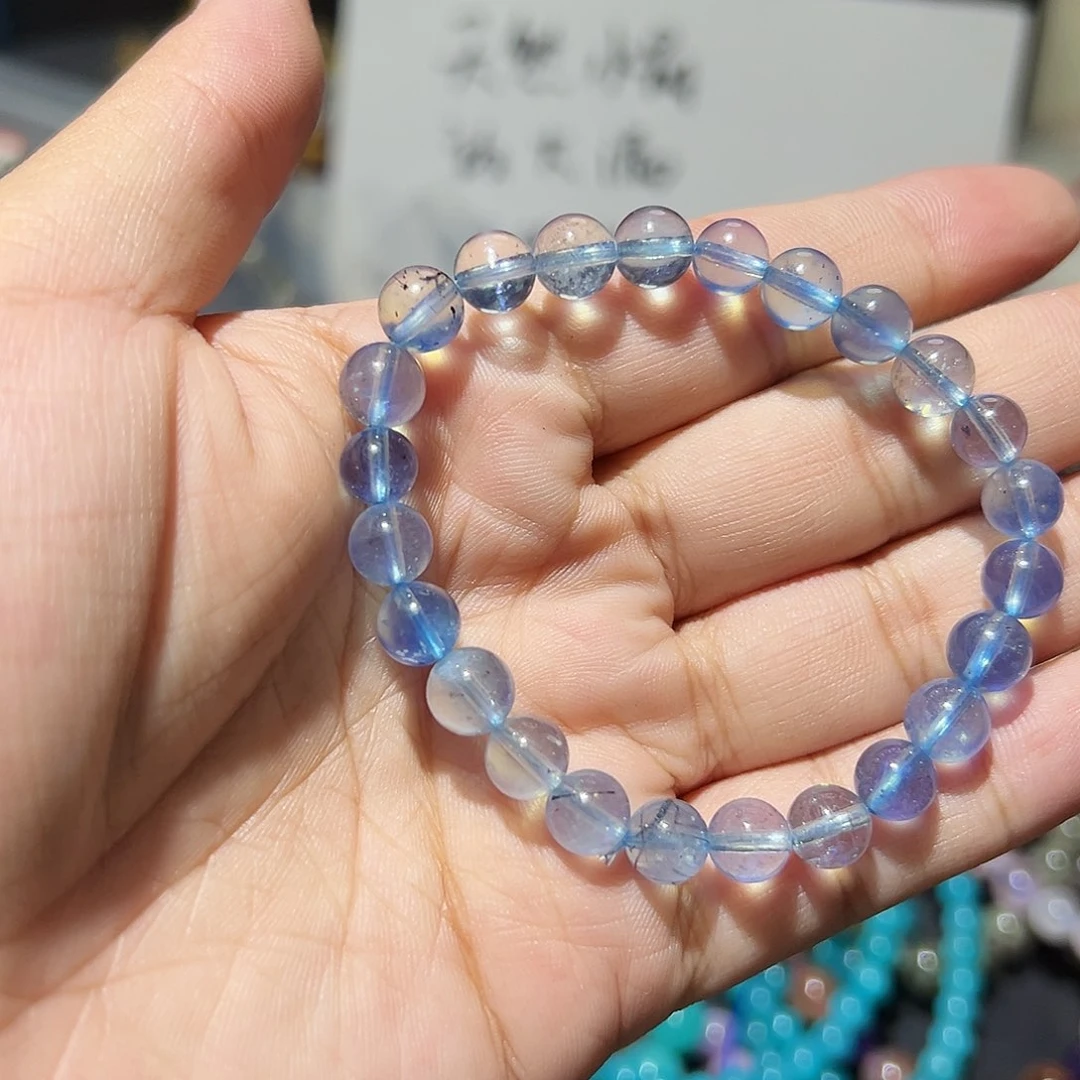 水晶手链未镶嵌海蓝宝7毫米左右41号