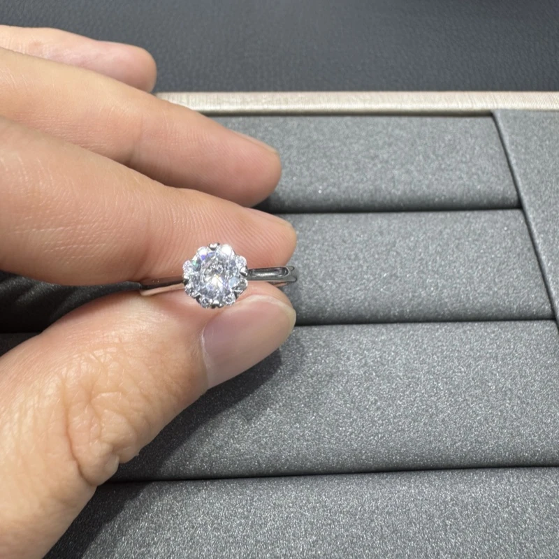 煜达轻奢46戒 925培育系IGI高定轻奢初华戒火彩女友新年礼物J010