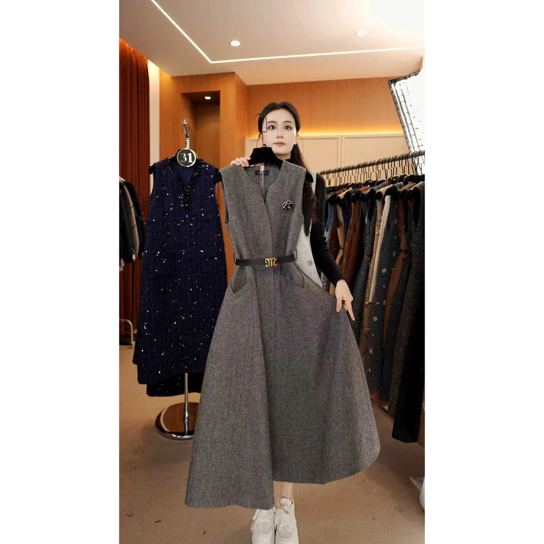 【宠粉价】小香风轻奢时尚气质无袖设计连衣裙NH-WX087