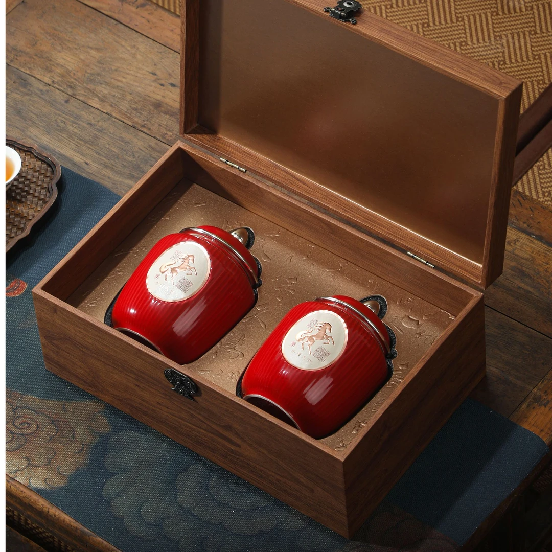 母系大红袍茶叶乌龙茶陶瓷礼盒装-马到成功