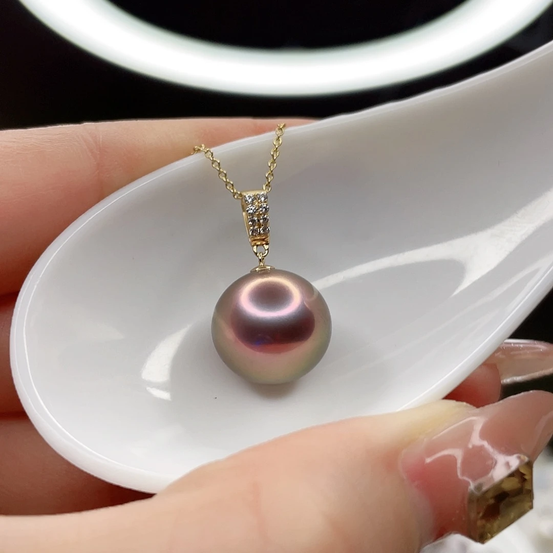 淡水珍珠吊坠(赠链)18K金镶嵌