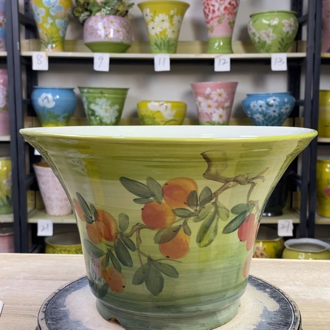 景德镇手工手绘陶瓷花盆