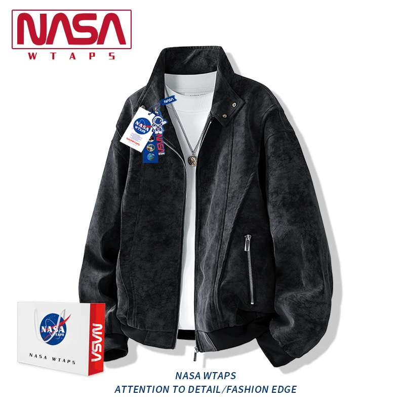 NASA WTAPS美式高街立领皮衣男款春秋季潮牌夹克高街痞帅情侣外套