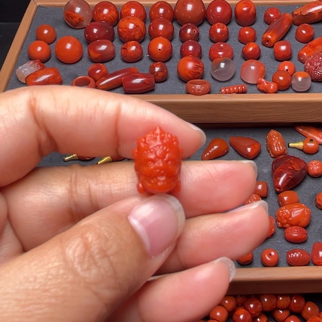 南红玛瑙配饰未镶嵌大黑头配饰