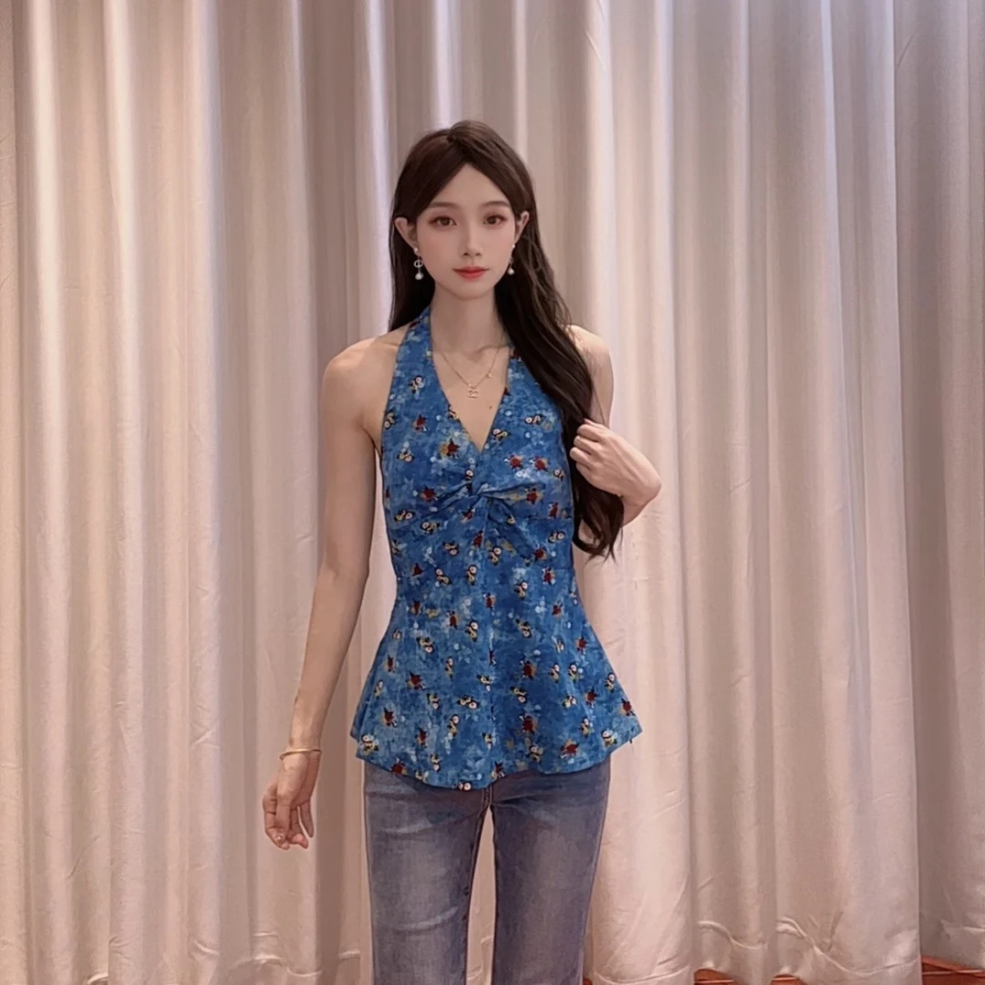 IEF/爱依服2025夏季新款纯欲性感小女人气质碎花设计感背心流光风