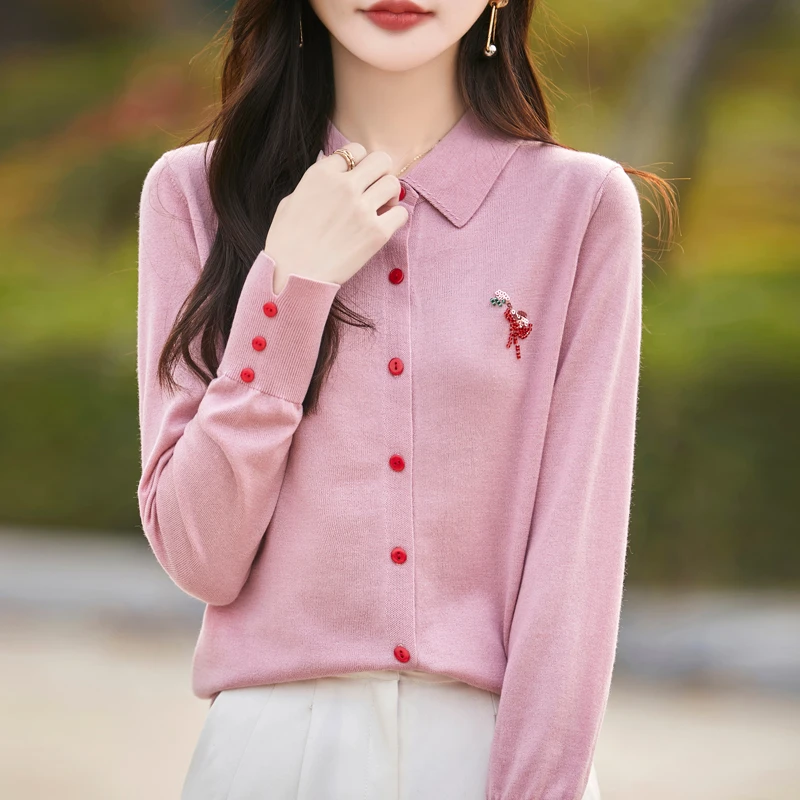 高级感减龄针织开衫女春秋新款简约显瘦毛衣宽松外穿羊毛衫上衣