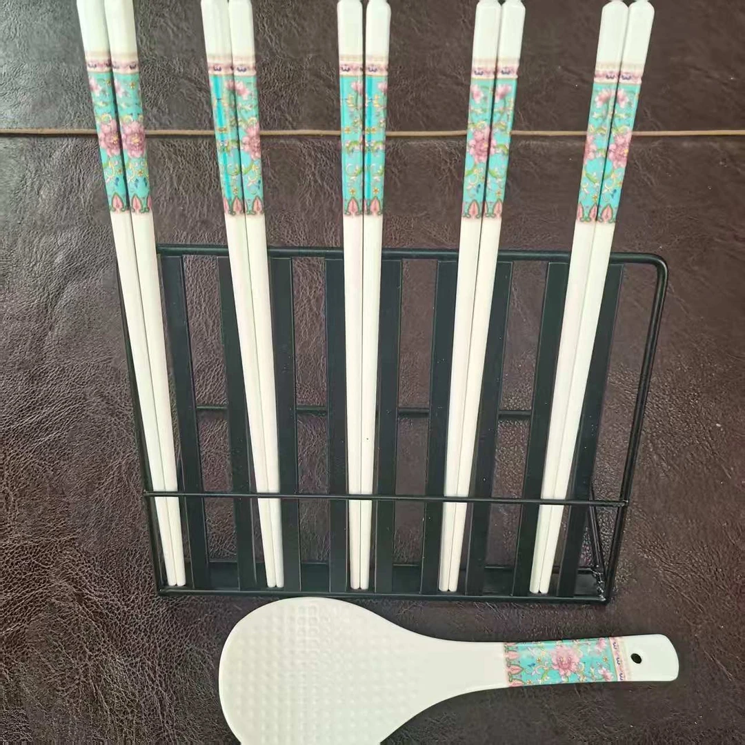 R0119+R0121孙建弘优选景德镇陶瓷五双筷子绿色加饭铲