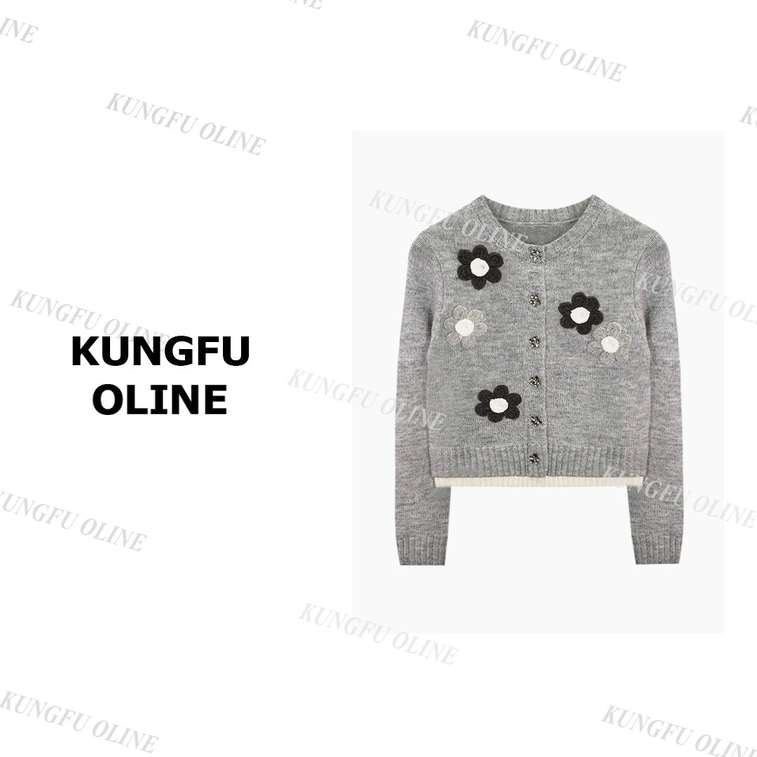 【小妖】KS7434复古提花显瘦百搭个性设计开衫秋冬毛衣