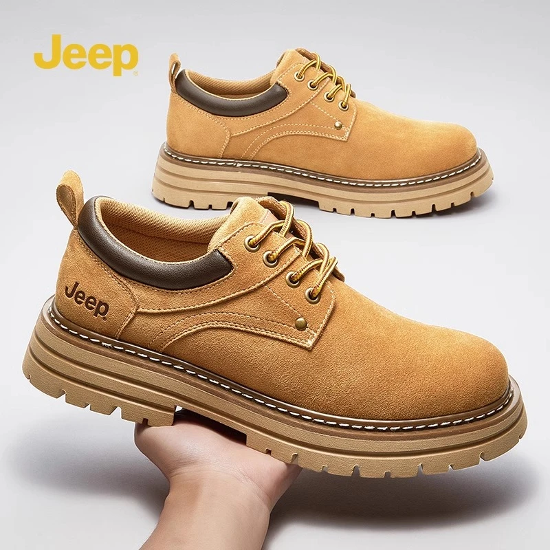 jeep吉普工装鞋男鞋春季大黄靴2025新款低帮款马丁靴正品鞋子男士
