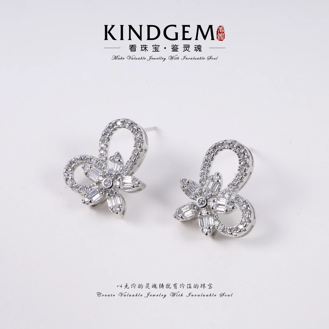 KindGem 银色轻奢设计款小众时尚耳环 C-36232