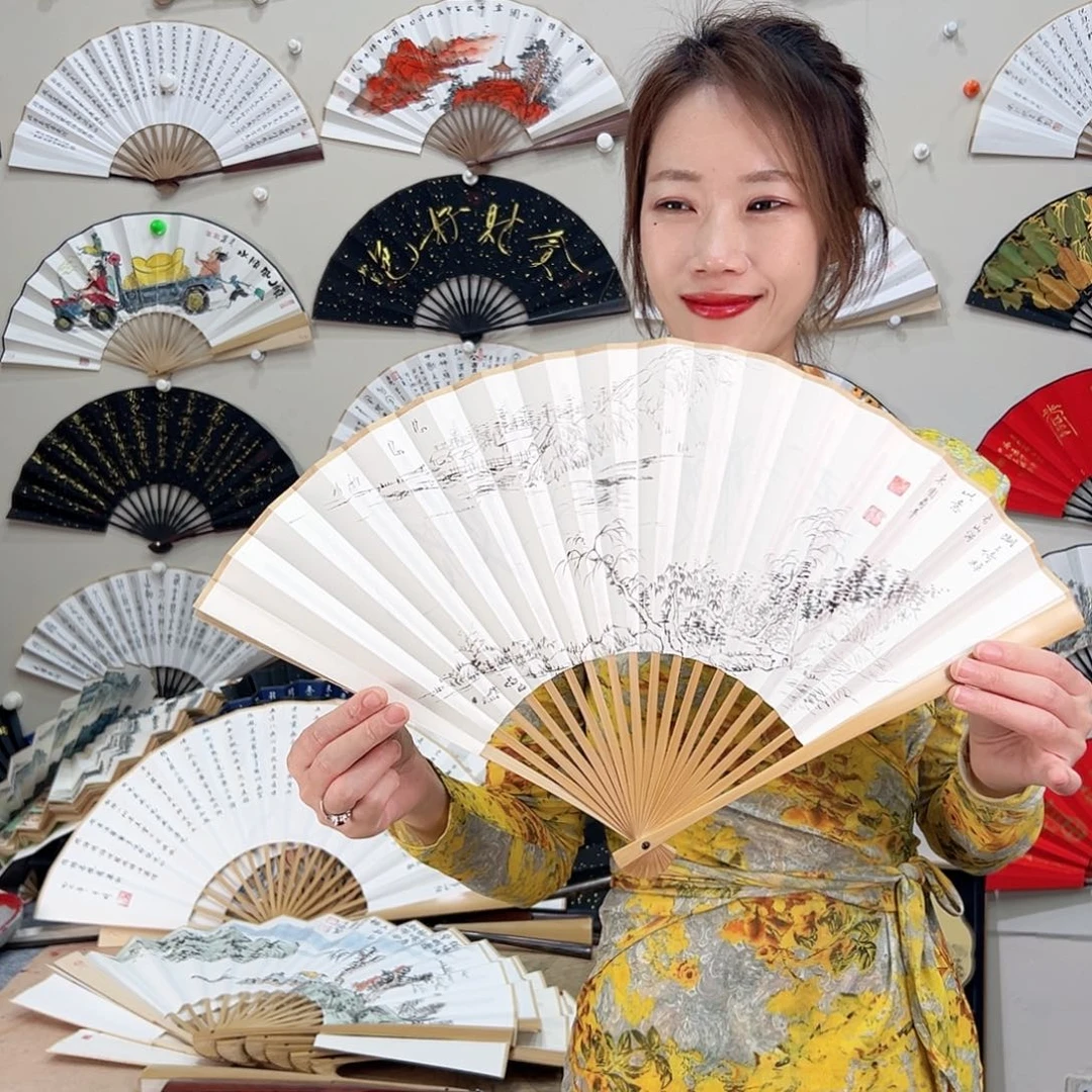 书法九五寸玉竹-文玩扇-手写-粘好发出