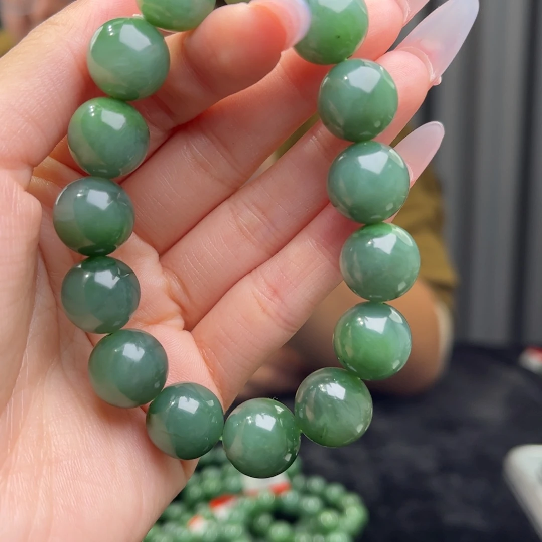 和田玉未镶嵌手链天然和田玉俄碧夹层14