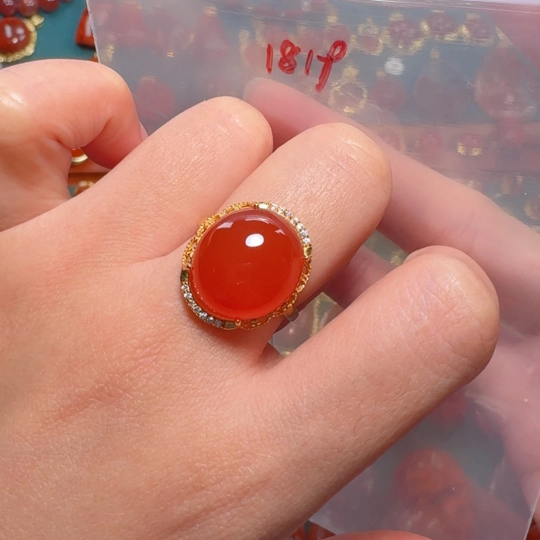 银S925镶嵌8+南红南红玛瑙