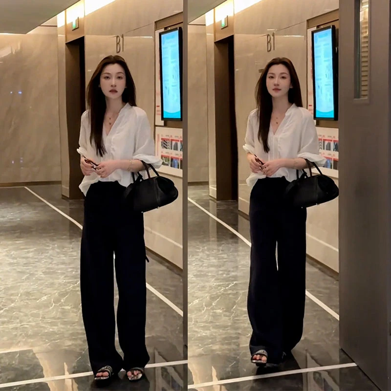 早秋轻熟御姐气质长袖衬衫套装女轻奢高级感女装大方得体两件套