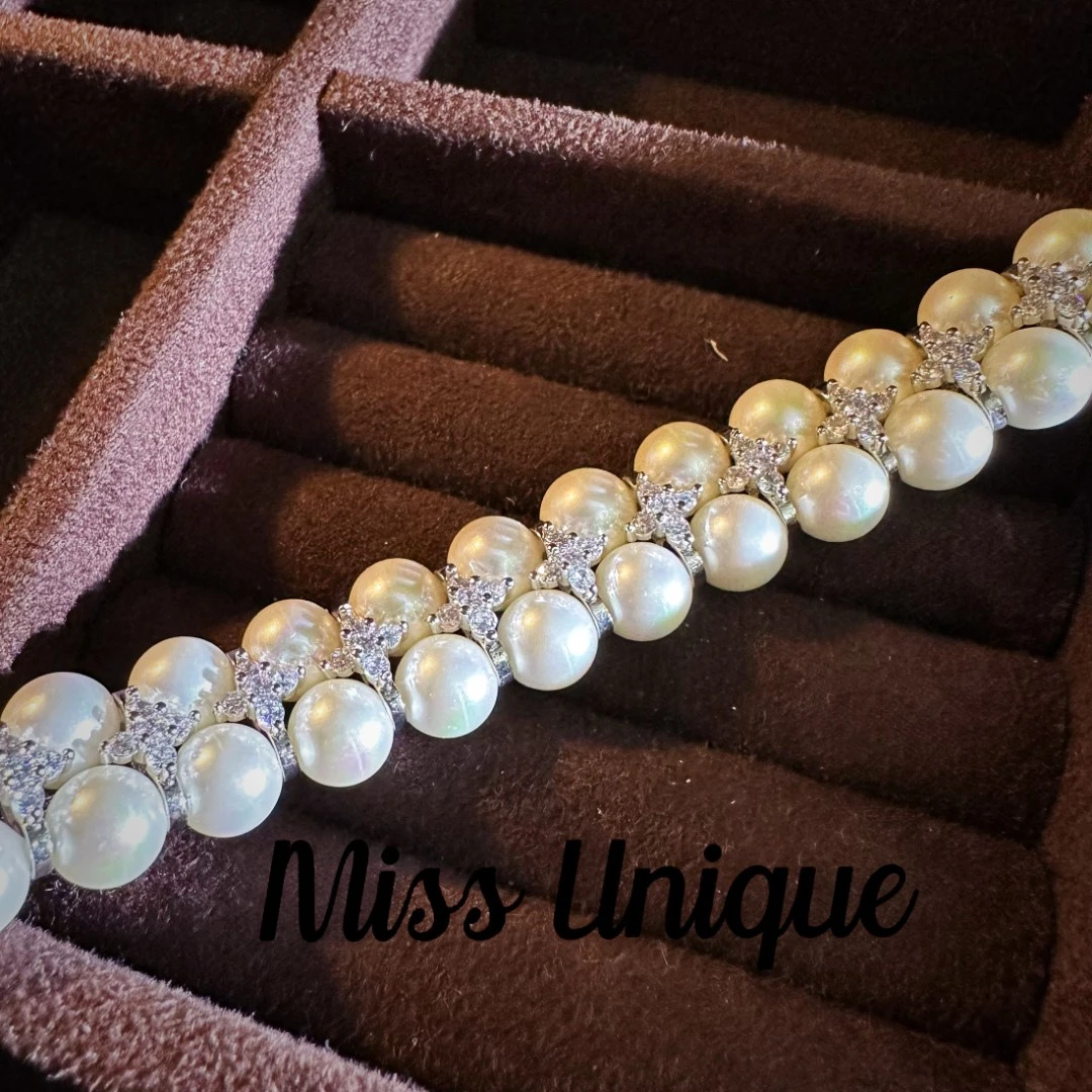 D751白珠珠双层豪镶手链