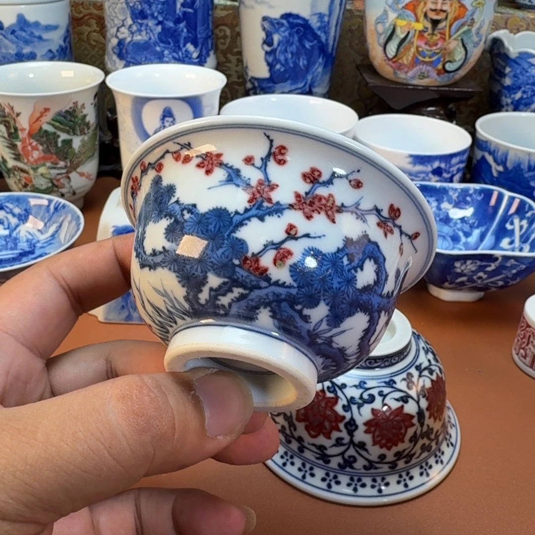 一***海陶杯子景德镇全手工手绘陶瓷