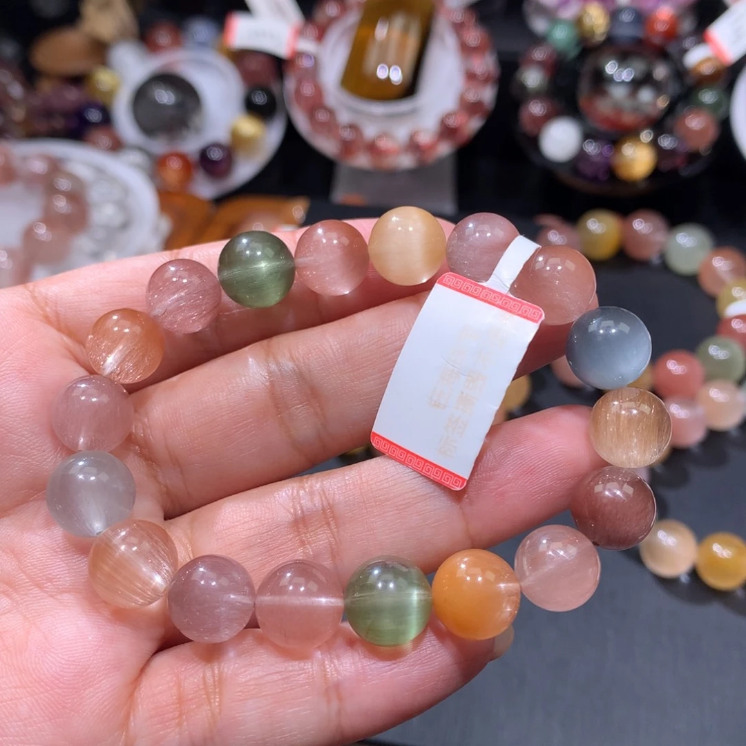 水晶未镶嵌手链彩兔毛10mm