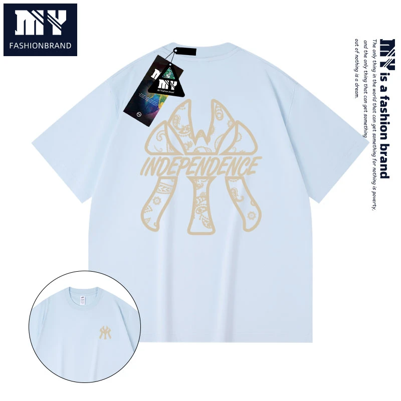 MY2025圆领情侣装潮流百搭夏季美式短袖嘻哈印花男士新款休闲装