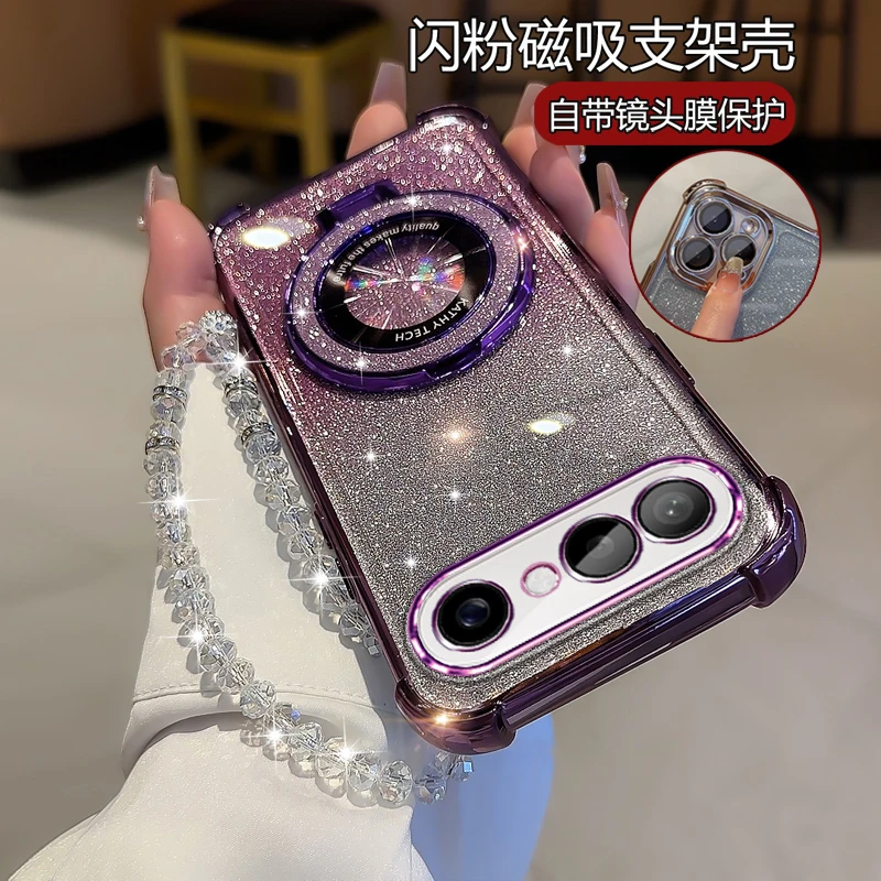 适用vivos50Promini新款网红手机壳高级感全包镜头膜V2527A带手链