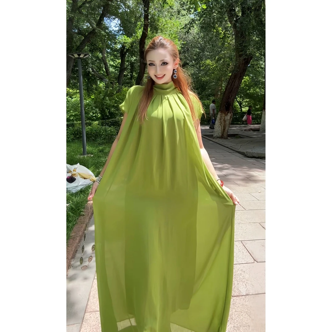 698【包邮】新款时尚纯色宽松气质时尚女装连衣裙