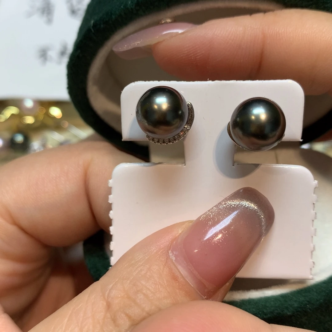 海水珍珠耳饰银S925镶嵌