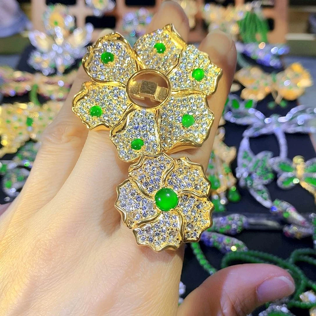 吊坠(不含链)银S925镶嵌翡翠