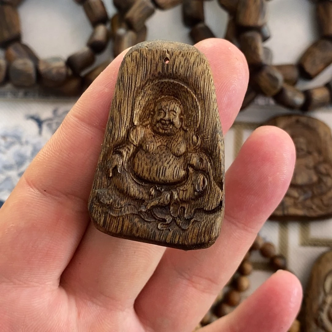 沉香吊坠弥勒佛种植棋楠牌子 7.1g
