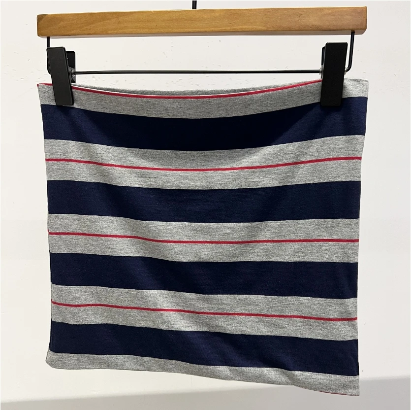 LiLi 25新款M家撞色蓝灰条纹抹胸显瘦 26J011