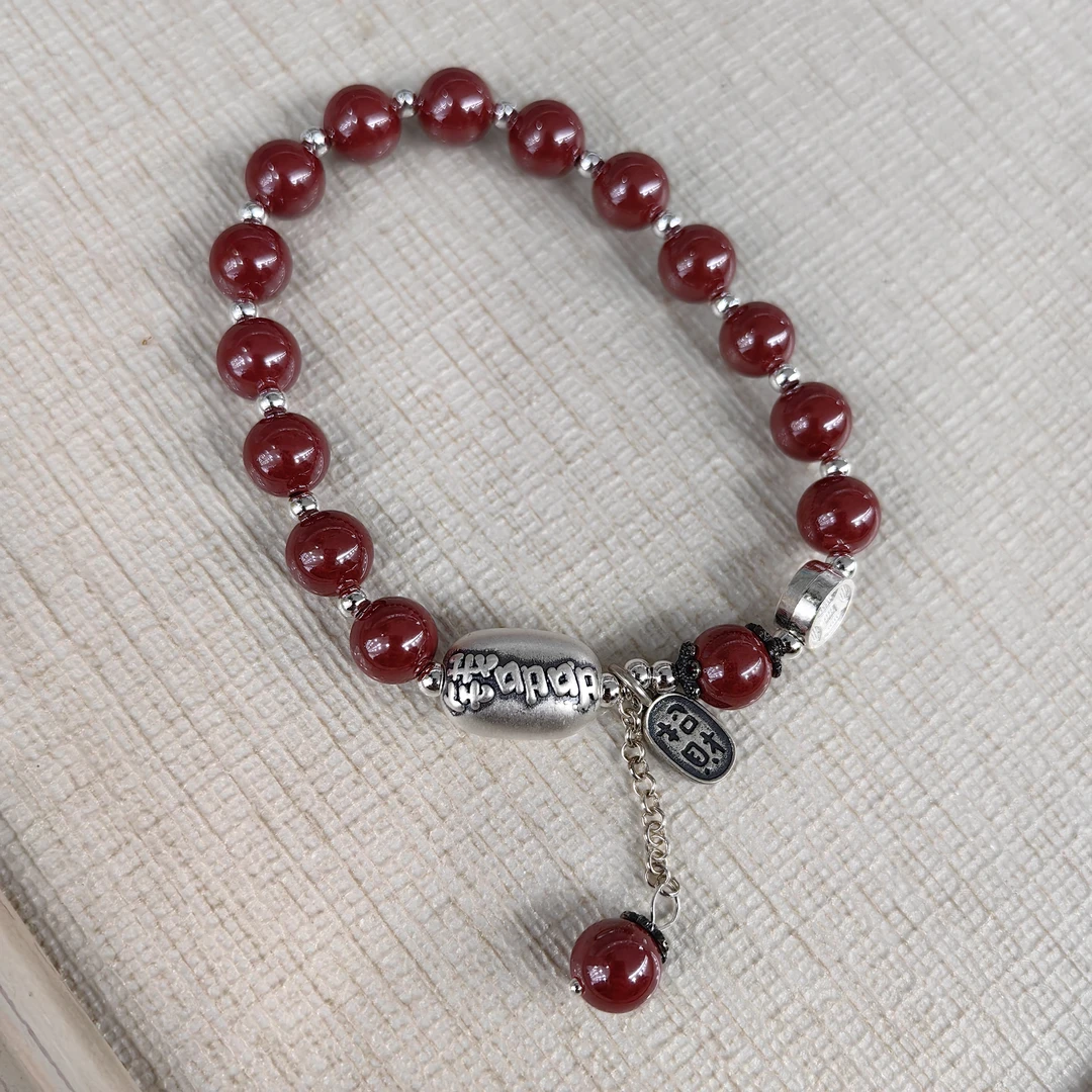 925银树脂手链 0110-16   气质百搭红色个性手链   HY